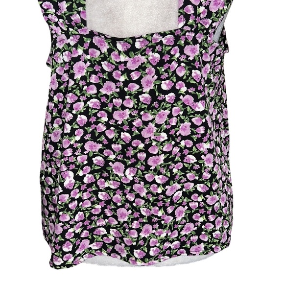 NWT Zara Black & Purple Floral Printed Cutout Halter Top - M - Picture 10 of 14